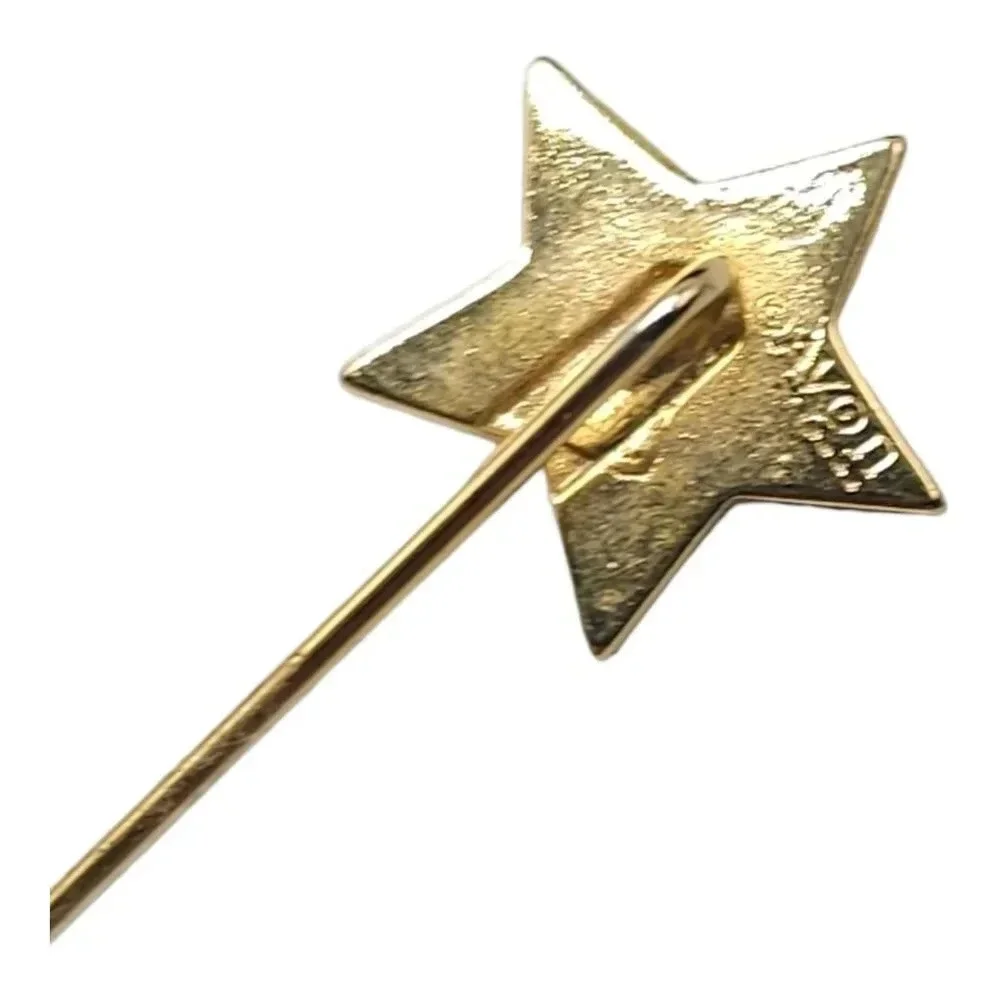 Avon Star Blue Rhinestone Sparkling Hat Lapel Stick Pin Gold Tone Vintage